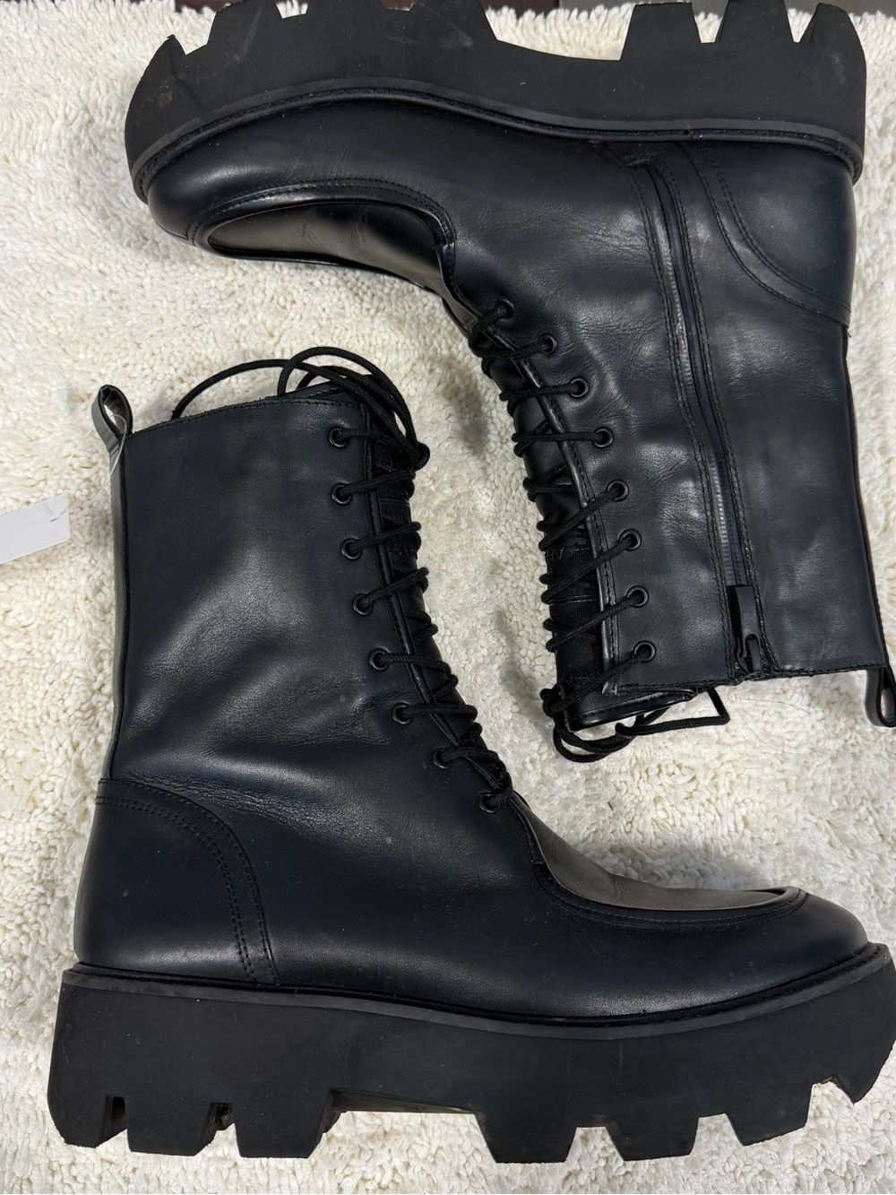 Franco Sarto Black Lug Sole Combat Boots